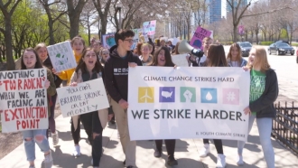 Isabella Johnson leads a climate strike in Chicago