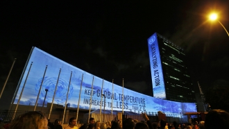 Architectural light show at U.N. headquarters