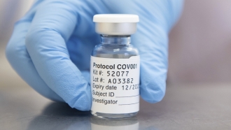 Vial of coronavirus vaccine developed by AstraZeneca and Oxford University.