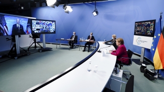 German Chancellor Angela Merkel is attending a virtual international climate summit with US President Joe Biden