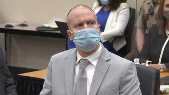 former Minneapolis police Officer Derek Chauvin in court during his sentencing hearing