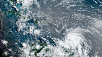 A satellite view of Tropical Storm Elsa