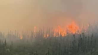Smoke rises from the Munson Creek Fire near Fairbanks, Alaska.