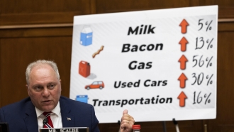 Rep. Steve Scalise with poster about rising prices