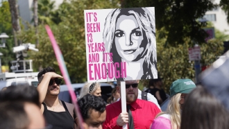Britney Spears supporters demonstrate outside the Stanley Mosk Courthouse