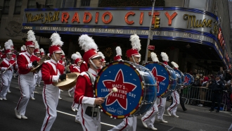 Marching band in the Macy's Thanksgiving Day Parade.