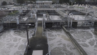 Wastewater flowing through a water supply plant.