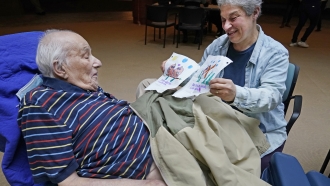 A family visit at a nursing home facility