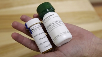 Bottles of abortion pills at a clinic