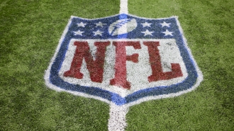 NFL logo on the field during an NFL football game