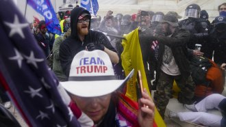 A photo shows supporters of former President Trump at the U.S. capitol riot on Jan. 6.