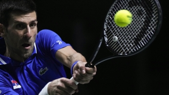 Serbia's Novak Djokovic during their Davis Cup tennis semi-final match.