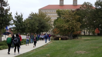 University students walking