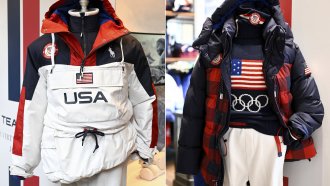 Team USA Beijing Winter Olympics opening ceremony, left, and closing ceremony.