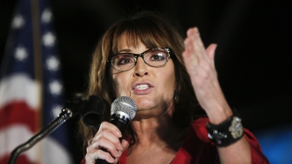 Former vice-presidential candidate Sarah Palin speaks at a rally