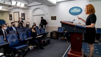 White House press secretary Jen Psaki speaks at a press briefing at the White House