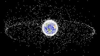 A rendering of orbital debris