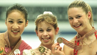 15-year-old Tara Lipinski wins the gold medal Feb. 20, 1998, in Nagano, Japan.