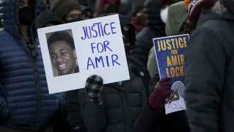 Sign demanding justice for Amir Locke
