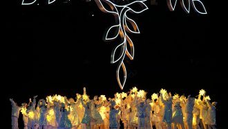 Dancers perform during the closing ceremony of the 2022 Winter Olympics