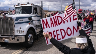 Supporters of truck convoy protesting COVID-19 mandates in the U.S.