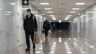 A near-empty corridor at the U.S. Capitol