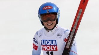 U.S. skier Mikaela Shiffrin smiles after a competition