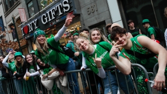People celebrate at New York City's St. Patrick's Day Parade