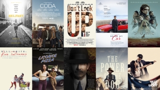 Promotional art for the films nominated for an Oscar for best picture.