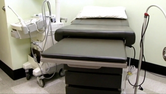 Exam table inside a doctor's office