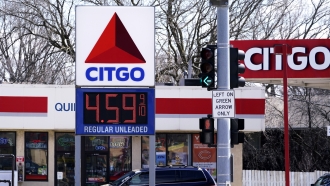Gasoline price is seen at a gas station in Rolling Meadows, Illinois