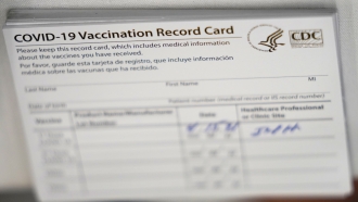A CDC COVID-19 vaccination card