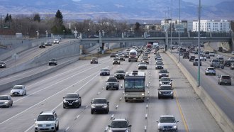 Heavy interstate traffic in Denver, Colorado
