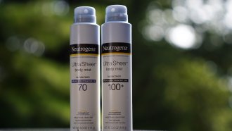 Cans of sunscreen