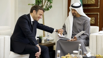 French President Emmanuel Macron meets newly-elected president of the Uae Sheikh Mohammed bin Zayed Al Nahyan
