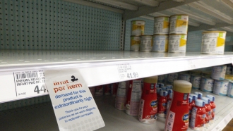 Low stock of baby formula on store shelves