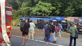 Scene of a Megabus crash on I-95 south near Kingsville, Md.