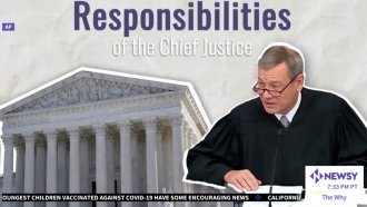 A collage showing Chief Justice John Roberts