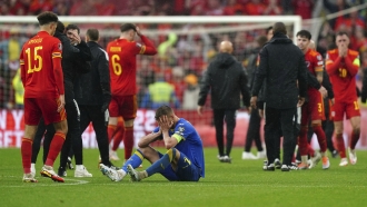 Ukraine's Andriy Yarmolenko reacts after World Cup qualifier loss
