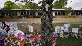 A memorial for victims of the Robb Elementary School mass shooting