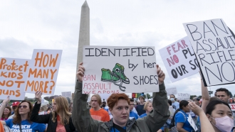 People participate in the second March for Our Lives rally in support of gun control.