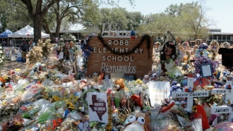 A memorial for Robb Elementary School victims