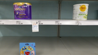 Baby formula on store shelves
