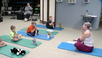 Children doing yoga at Shapiro Holistic Health Soul Healing Center in Clarence, New York