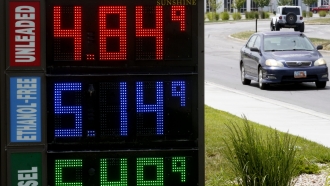 Gasoline prices are shown at a gas station on June 9, 2022.