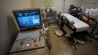 procedure room where doctors perform abortions is prepared ahead of the arrival of patients.