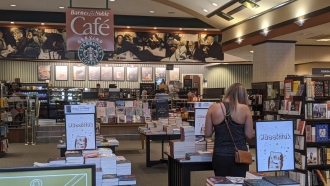 A table displays signs with #BookTok, at a Barnes & Noble in Scottsdale, Arizona