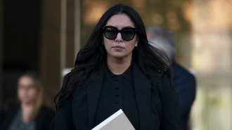 Vanessa Bryant, the widow of Kobe Bryant, leaves a federal courthouse in Los Angeles