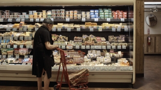 Man shops at a supermarket