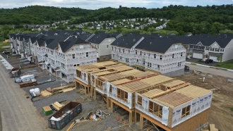 Townhomes under construction are shown in Mars, Pennsylvania